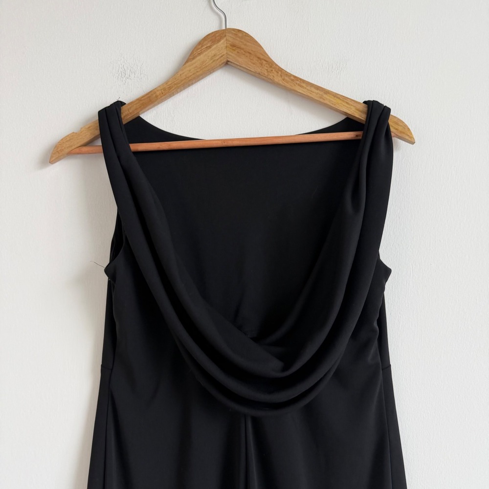 Vintage Y2K Habits Empire‎ Waist Cowl Back Black Mini Dress